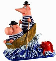   Herv Di Rosa - Les deux nigauds en barque - rsine de polyester peinte - JCM Billy 2008